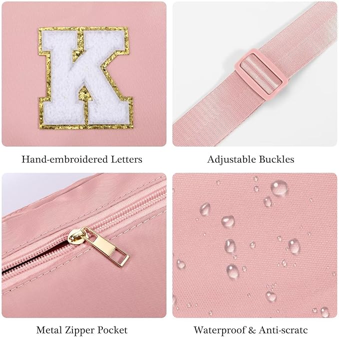 YOOLIFE Birthday Gifts for Women - 30th 40th 50th 60th 70th Birthday Gifts for Mom Daughter Her Friend Sister Girlfriend, Personalized Gifts Christmas Gifts, Initial Belt Bag Crossbody Bags, Pink N