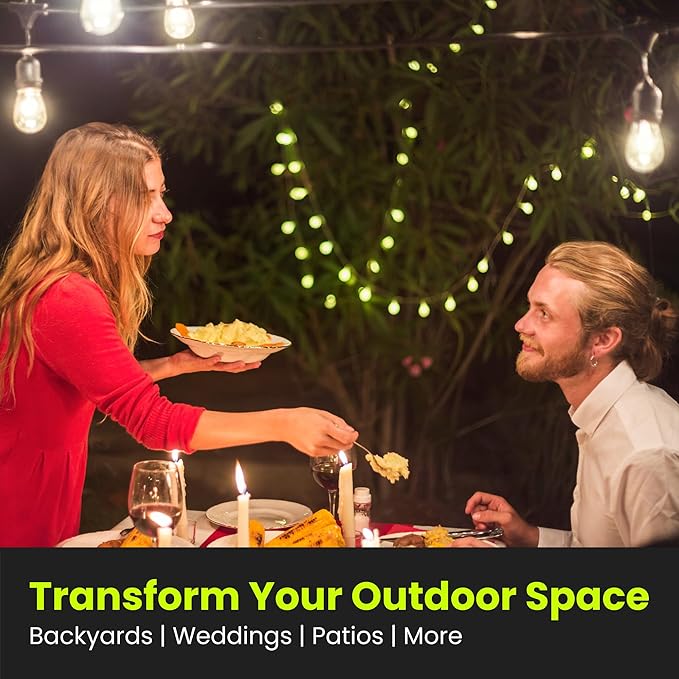 Feit Electric LED String Lights, 20ft Commercial Grade and Shatter Resistant String Lights with 10 Outdoor Sockets, Linkable, 15,000-Hour Lifetime, Wet Rated, SL20-10/FIL, 12 Bulbs Included