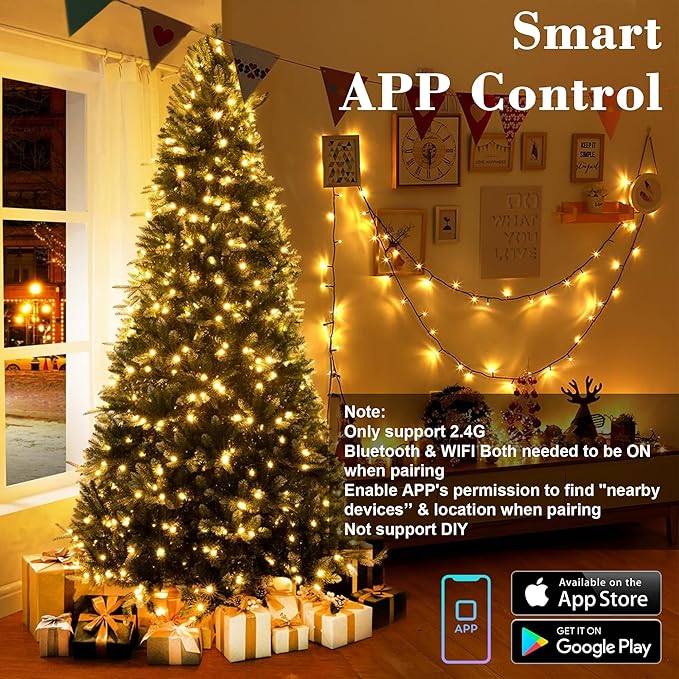 BrizLabs Smart Christmas Lights, 229ft 700 LED Color Changing Christmas String Lights with APP/Voice Control, Warm White & Multicolor Xmas Tree Lights Music Xmas Fairy Lights for Indoor Outdoor Home