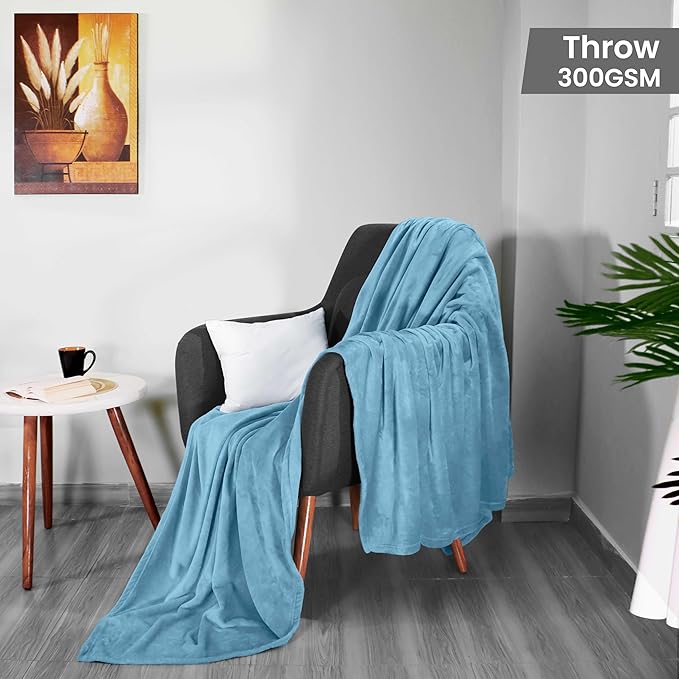 Utopia Bedding Fleece Blanket Throw Size Washed Blue 300GSM Luxury Anti-Static Fuzzy Soft Microfiber Blanket for Couch, Sofa and Bed (60x50 Inch)
