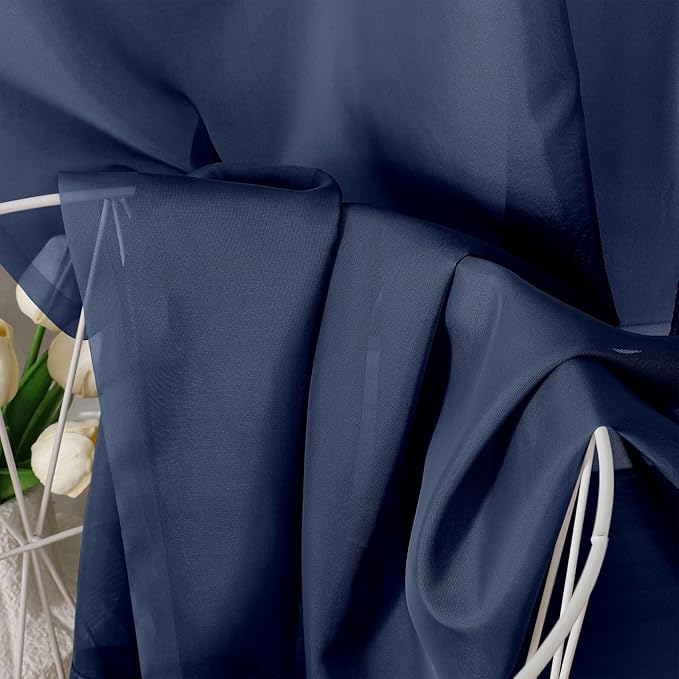 OVZME Navy Blue Sheer Curtains 78 Inches Long 2 Panels - Soft Light Filtering Window Sheer Panels for Living Room/Bedroom, Top Dual Rod Pocket, 1 Pair, Each 42Wx78L Inches