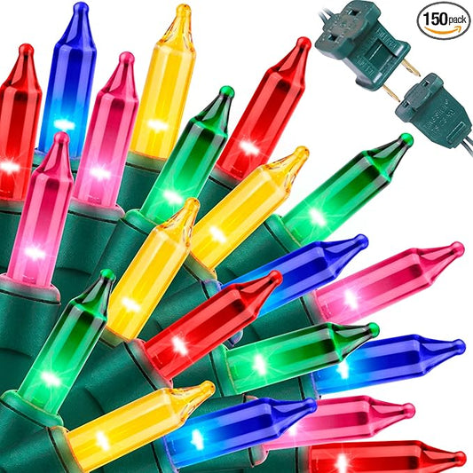 LAMPHOME Super-Bright Extendable Multi Christmas Lights Decoration 150Lights 31.9ft UL Certified Mini Bulb String Lights Set for Outdoor Christmas Tree Garden Holiday Party Patio Wedding Garland Decor