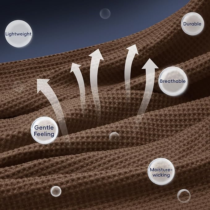 PHF 100% Cotton Waffle Weave Blanket King Size for Bed,Snag Proof Lightweight Breathable Moisture-wicking Throw for Couch,Great for Layering in Cold Weather,Machine Washable,Home Decor Gift-Cappuccino
