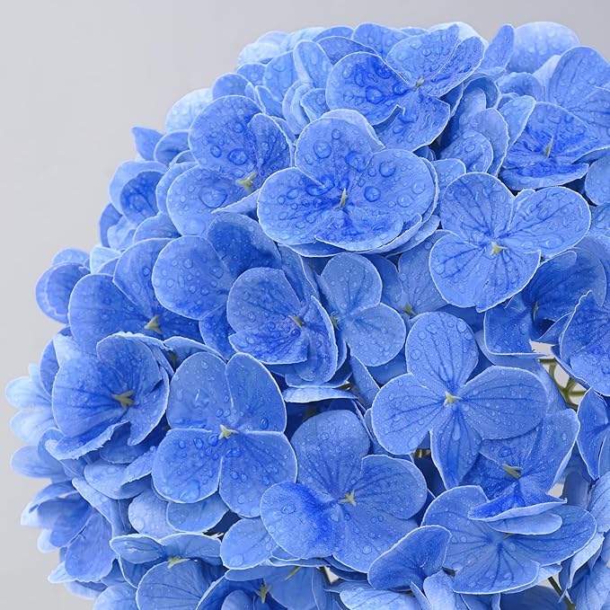 MARTINE MALL 3Pcs 21in Hydrangea Artificial Flowers, Latex Real Touch Hydrangeas Lifelike Large Hydrangea Flowers for Home Decor Party Arrangements Wedding Bouquets Centerpieces (Dark Blue)
