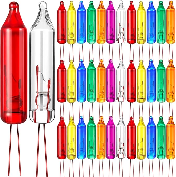 Mudder 200 Count 2.5V Christmas 50/100/150/200 Count Mini Incandescent Wire String Lights Replacement Bulbs Indoor/Outdoor Christmas Lights Decorations for Home Xmas Tree(Assorted Color)