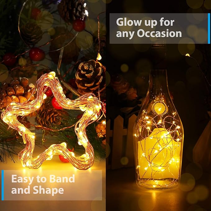 USB LED Fairy String Light, 1 Pack Copper Wire Fairy Lights for Indoor, Bedroom Festival Christmas Wedding Party Patio Decorative Window with USB Interface (16ft./5M,Warm White)