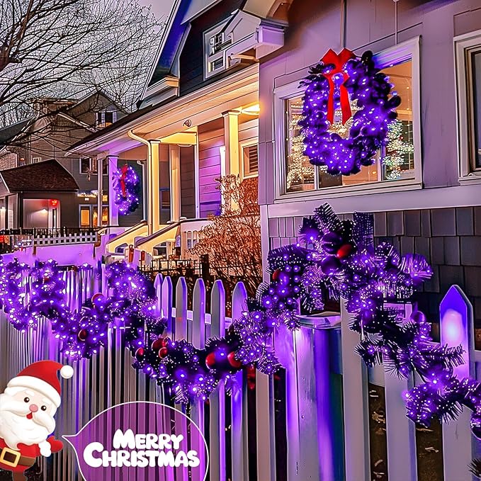 JMEXSUSS 4 Pack 50 LED Halloween Fairy Lights Battery Operated, 16.1ft Purple String Lights, Mini Christmas Lights Indoor Outdoor Waterproof for Bedroom Party Halloween Christmas Decorations