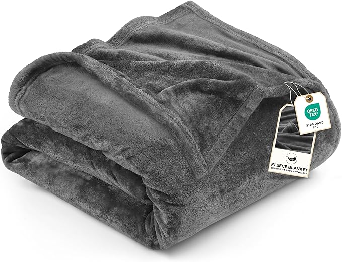 Utopia Bedding Fleece Blanket King Size Grey 300GSM Luxury Anti-Static Fuzzy Soft Microfiber Bed Blanket (90x102 Inch)
