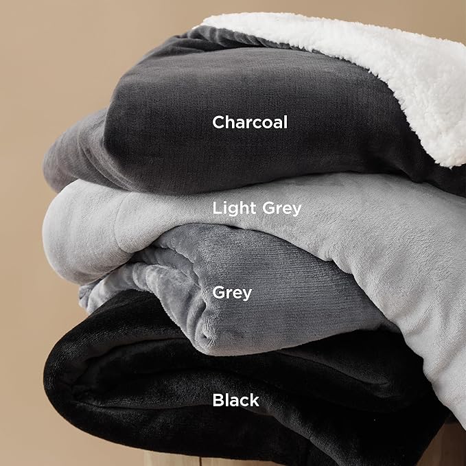 Bedsure GentleSoft Sherpa Fleece Throw Blanket Twin Size for Couch - Thick and Warm Throw for Women and Men, Soft Fuzzy Plush Blanke for Winter, Grey, 60x80 Inches