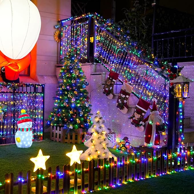 JMEXSUSS 2 Pack Multicolor Fairy Lights Battery Operated, Total 400 LED 132ft Multicolor String Lights with Remote, 8 Modes Christmas Fairy Lights for Bedroom Patio Garden Deck Christmas Decorations