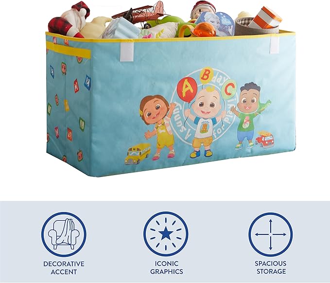 Idea Nuova Cocomelon Collapsible Children’s Toy Storage Trunk, Durable with Lid
