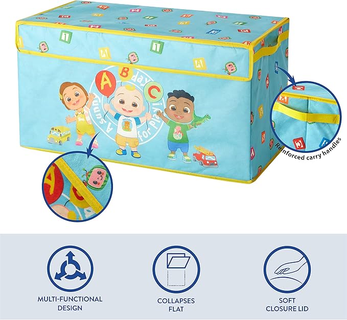Idea Nuova Cocomelon Collapsible Children’s Toy Storage Trunk, Durable with Lid