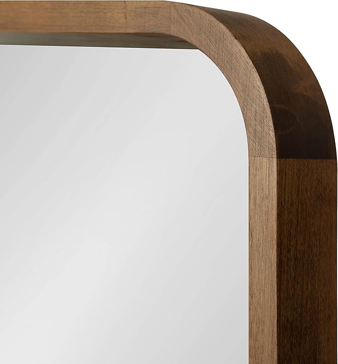 Kate and Laurel Hutton Modern Rounded Rectangle Wall Mirror, 20 x 30, Rustic Brown, Transitional Geometric Mirror for Wall