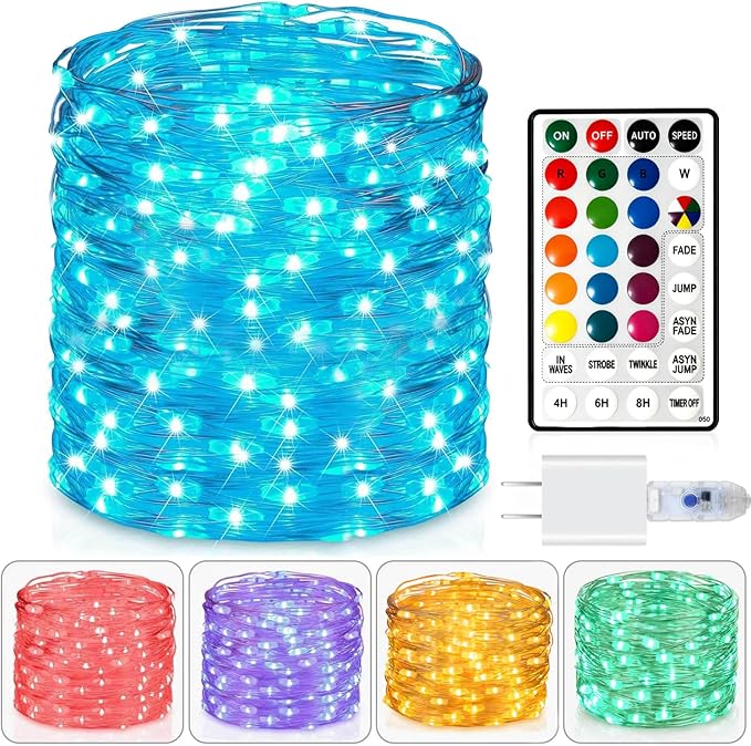 Fairy Lights USB Plug in 66ft 200LEDs with Remote, Warm White 17 Color Changing Light Twinkle Firefly String Lights for Bedroom Party Wedding Christmas Tapestry, Multicolor Colors (USB&Plug)