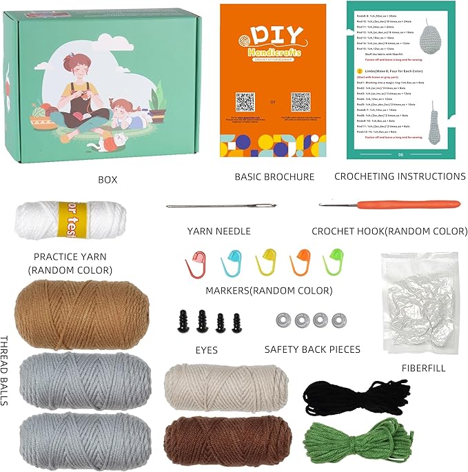 Wizardi Amigurumi DIY Crochet Kit - Sloth and Koala F07N8-M207