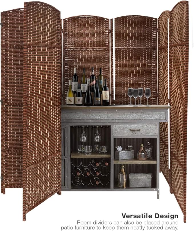 Sorbus 6 Panel Room Divider 6 ft. Tall - Privacy Screen, Extra Wide Double Hinged Panels, Diamond Double-Weaved, Partition Room Dividers and Folding Privacy Screens, Wall Divider for Room Separation