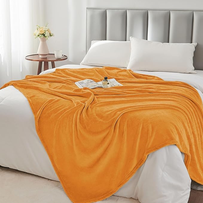 BEDELITE Fleece Blanket Twin Size Burnt Orange Throw Blankets for Couch & Bed, 300GSM Luxury Plush Cozy Fuzzy Fall Blanket 60x80 inches, Super Soft & Warm Blankets for Travel Camping