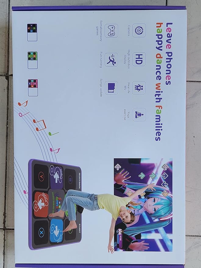 Eletrionic Dance Mat for TV with HD Camera, Non-Slip Dance Pad for Girls Boys, Dance Game Mat Xmas B-Day Gifts for Kids Adults (Black)