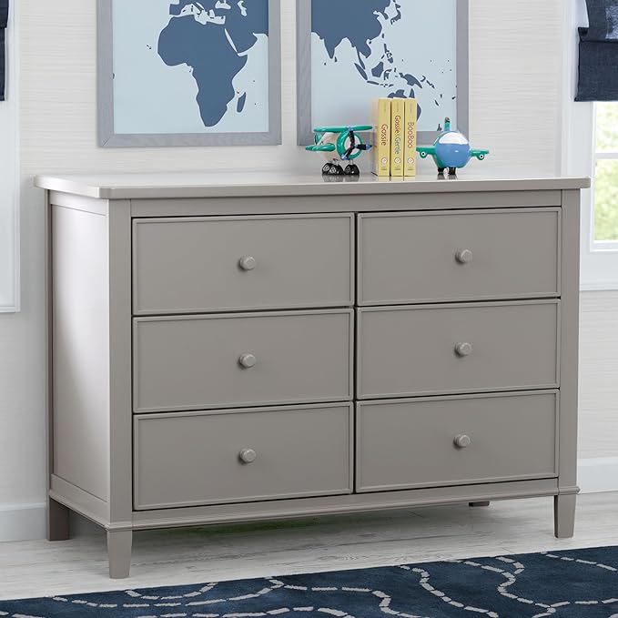 Delta Children Haven 6 Drawer Dresser with Interlocking Drawers - Greenguard Gold Certified, Grey