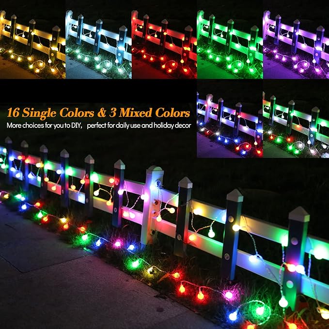 ALOVECO LED String Lights 16ft 50 LED Battery Operated String Lights Color Changing with Remote Waterproof Globe Starry Fairy Lights for Outdoor Indoor Bedroom Garden Party (RGB)