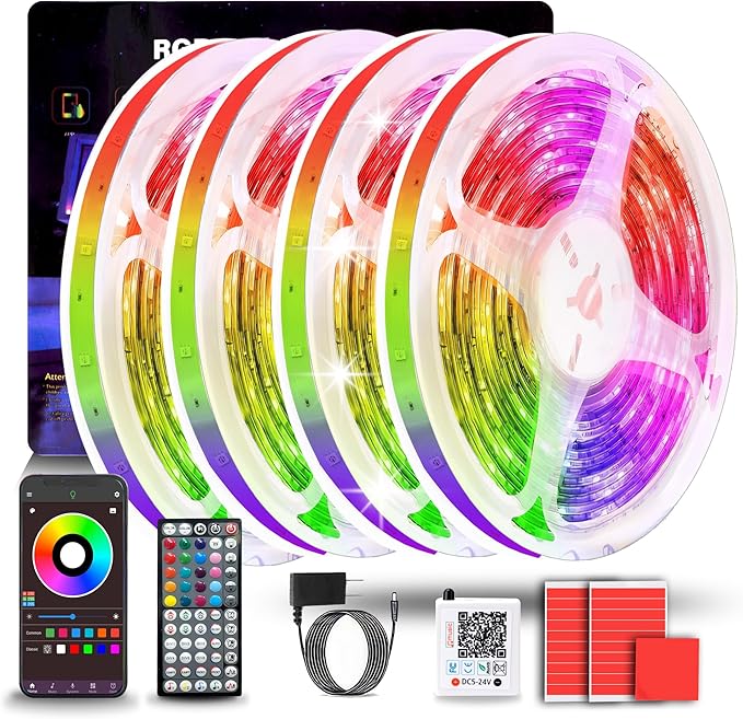 Led Lights for Bedroom 400FT (4 Rolls of 100ft), Color Changing RGB Led Strip Lights with 60 Keys Remote and App Control, Music Sync Led Lights for Room Party Home Decor
