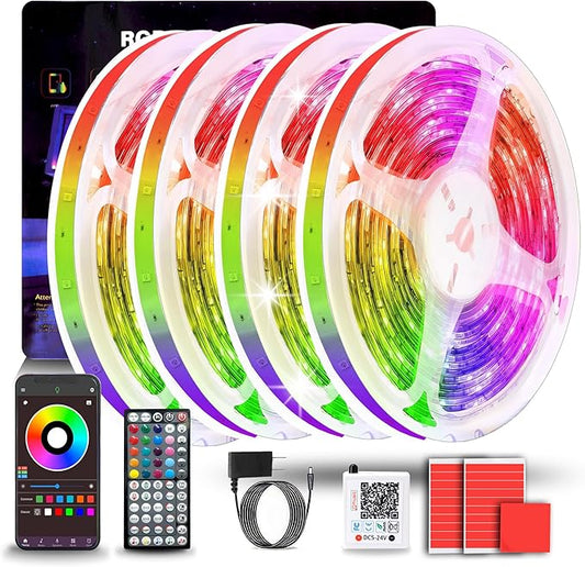 Led Lights for Bedroom 400FT (4 Rolls of 100ft), Color Changing RGB Led Strip Lights with 60 Keys Remote and App Control, Music Sync Led Lights for Room Party Home Decor