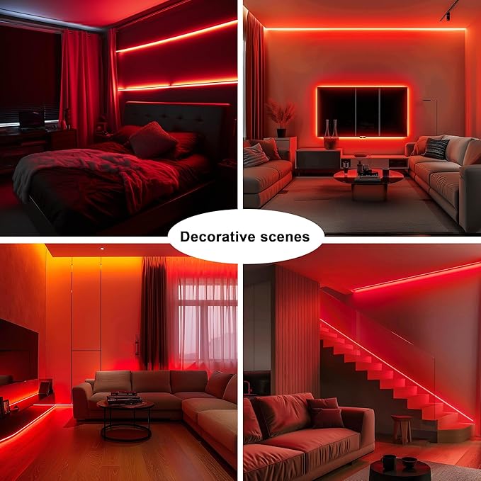 TOPAI 12V COB LED Strip Light Red 16.4ft Waterproof IP65 Dotless High Density 480LEDs/M Super Bright Cuttable Flexible LED Tape Light for Cabinet Home DIY Lighting Projects