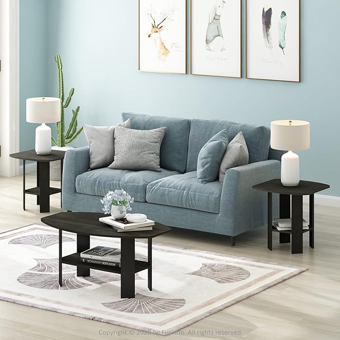 Furinno Simple Design End Table, 2-Pack, Espresso