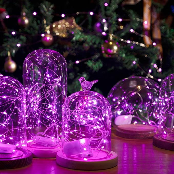 12-Pack LED Fairy Lights 7 Feet Battery Powered Waterproof Silver Wire 20 Slim Copper Wire Pastel Lights for DIY Wedding Party Bedroom Patio Easter Christmas (Pink)