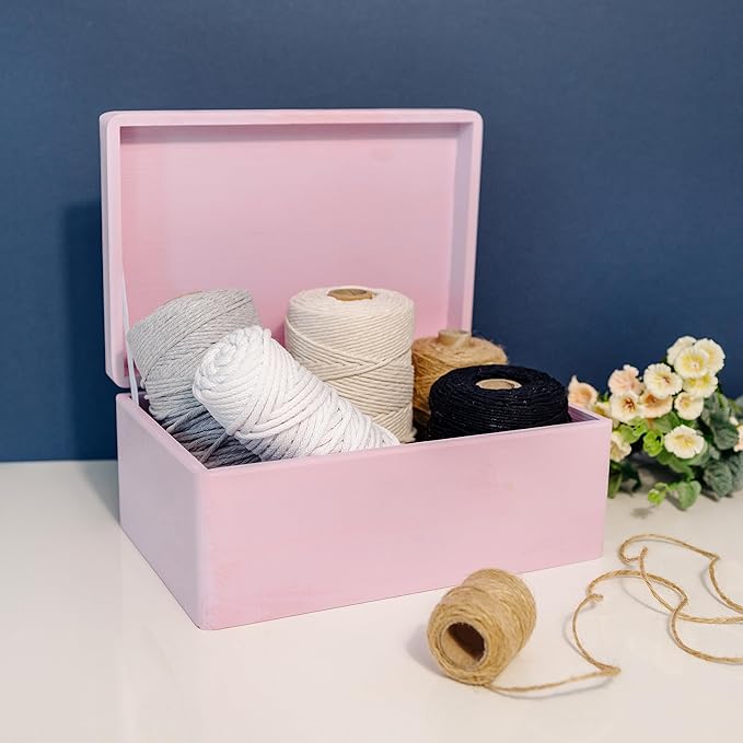 Large Pink Wooden Box Storage with Hinged Lid | 11.8 x 7.87 x 5.51 inches (+-0.5) | Gift Box Kitchen Storage | Product NOT Intended for 15 Years OR Below
