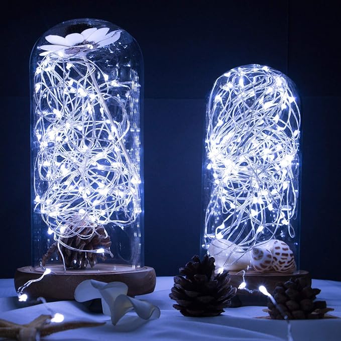 USB Fairy String Lights, 40FT 120LED Firefly String Lights, 8 Lighting Modes Twinkle Lights for Bedroom Halloween Christmas Tree Wreath Party Wedding Baby Shower Decoration, Pure White