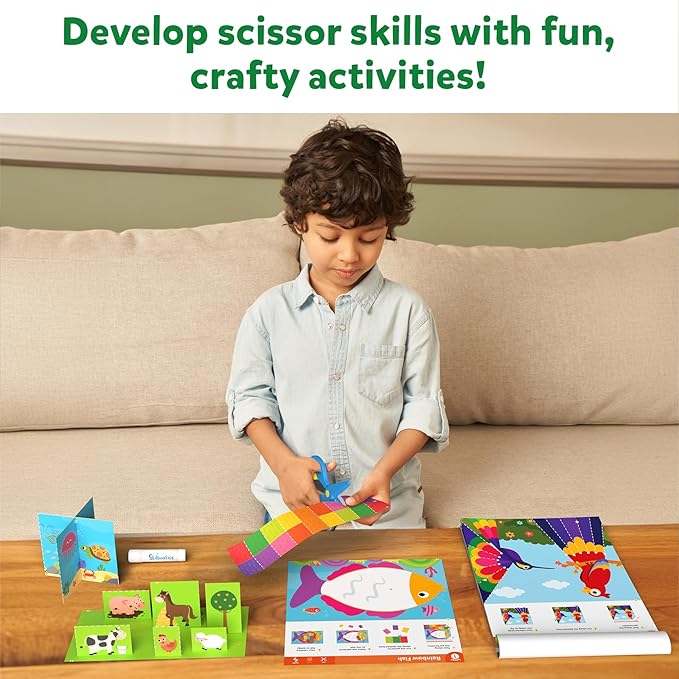 Skillmatics Scissor Skills Activity Book - Snip Snip, 25 Fun Cutting & Creative Activities for Preschoolers, 2 Child-Safe Scissors, Fine Motor Skills Craft Kit, Gifts for Kids Ages 3, 4, 5, 6, 7