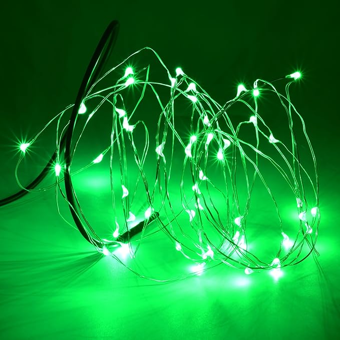 Karlling USB Plug in LED Fairy Lights,50 LED Bulbs 16 Ft Silver Wire Starry String Lights for Bedroom Patio Garden Party Wedding Commercial Lighting (Green)