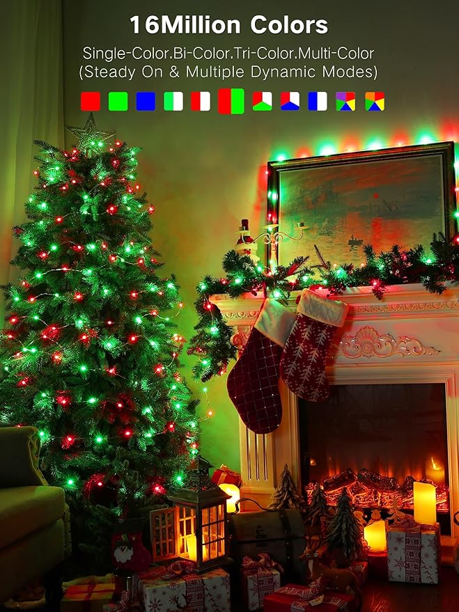 BrizLabs Smart Fairy Lights, 33ft 100 LED Color Changing Fairy Lights Work with Alexa/Google Home, WiFi Rainbow Christmas Light Dimmable RGB Twinkle Starry Light for Christmas Tree Home Party Decor
