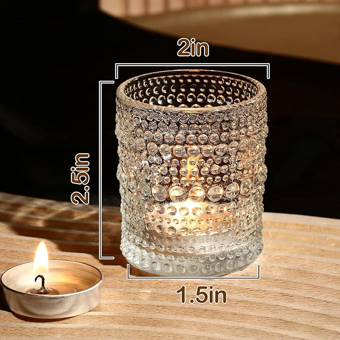 48 Packs Votive Candle Holders, Clear Tea Lights Candle Holders Bulk Tealight Candle Holder for Table Glass Holder for Wedding Decoration