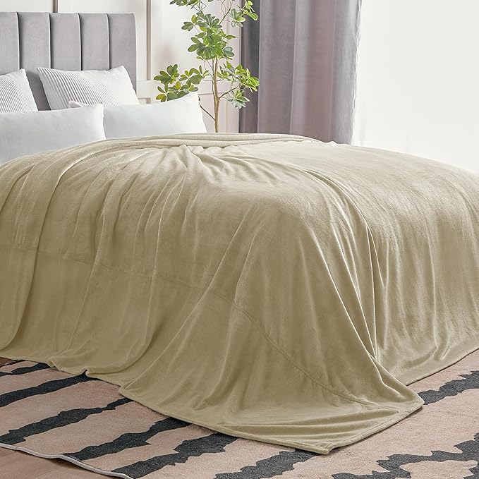 BEDELITE Fleece Blanket Extra Large Blankets for Bed, Luxury Plush Cozy Fuzzy Blanket 120x120 inches, Super Soft Warm Lightweight Throw Blanket All Seasons Suitable, Linen