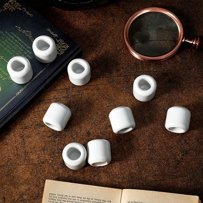Suclain 20 Pieces 0.7 Inch Chime Candle Holder Small Candle Holders Ceramic Holder for Rituals, Spells, Vigil, Altar, Witchcraft, Wiccan Supplies(White)