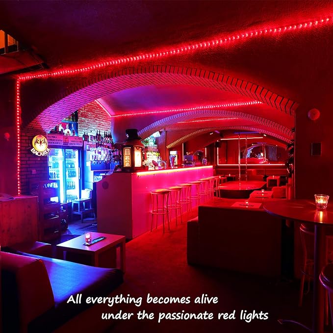 Red LED Lights, 16ft Rope Lights, Flexible and Connectable Strip Lighting, Waterproof for Indoor Outdoor Use, 360 Beam Angle, High Brightness for Home Christmas Thanksgiving Halloween