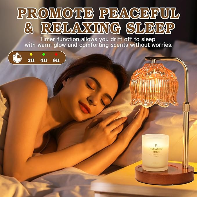 Candle Warmer Lamp with Timer, Christmas Birthday Gifts for Women Mom, House Warming New Home Room Decor, Height Adjustable Candle Heater Lamps for Jar Scented Candles with 2 Bulbs