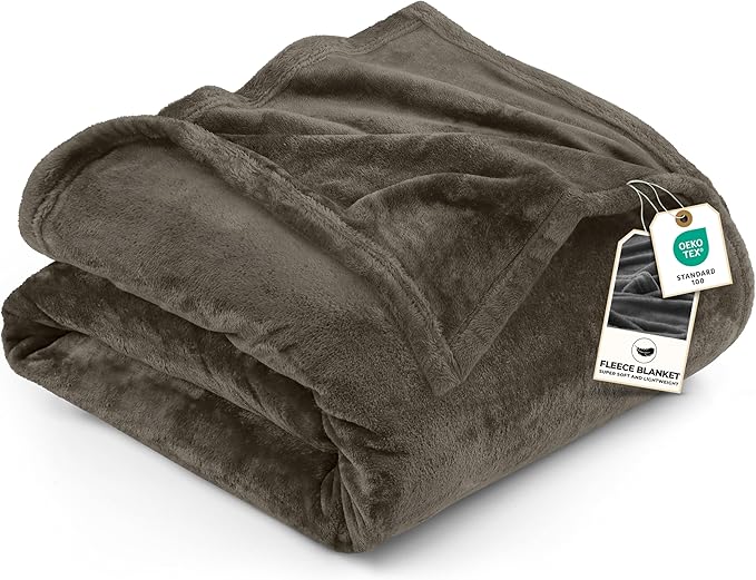 Utopia Bedding Fleece Blanket Queen Size Brown 300GSM Luxury Fuzzy Soft Anti-Static Microfiber Bed Blanket (90x90 Inch)