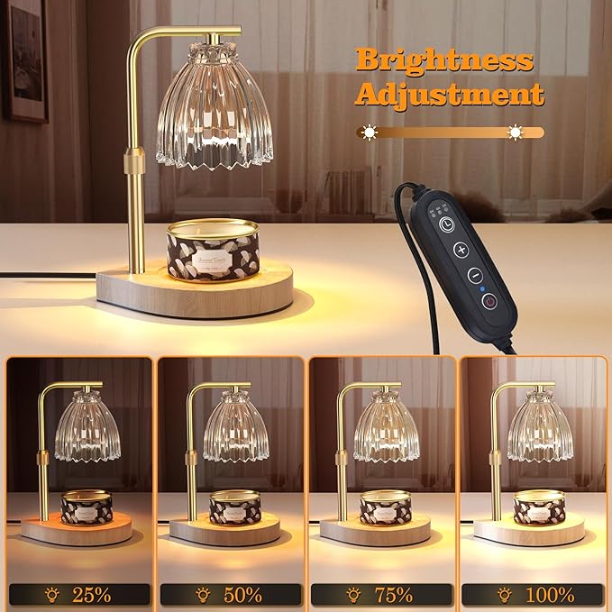 Christmas Gifts for Women Candle Warmer Lamp with Adjustable Height, Timer & Dimmer, Birthday Gifts for Women, Elegant Gift Box & Greeting Card, Candle Lamp with 2 Bulbs for Home Decor/Bedroom/Office