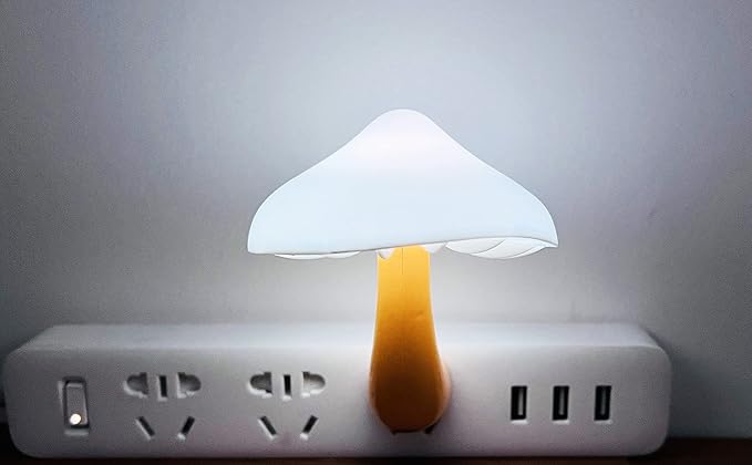 Night Lights Plug into Wall - Sensor LED Mushroom Light, Cute Energy Saving Mushroom Lamp for Adults Kids Living Room Bedroom Kitchen, Bathroom Toilet, Stairs, Hallway Corridor, Gift Ideal, Warm White