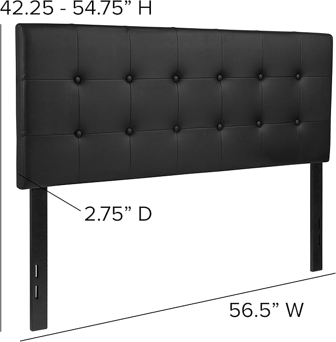 Flash Furniture Lennox Tufted Upholstered Full Size Headboard in Black Vinyl