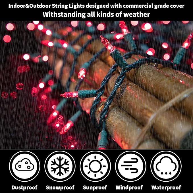 LAMPHOME Super-Bright Extendable Pink Christmas Lights Decoration 150Lights 31.9ft UL Certified Mini Bulb String Lights Set for Outdoor Christmas Tree Garden Holiday Party Patio Wedding Garland Decor