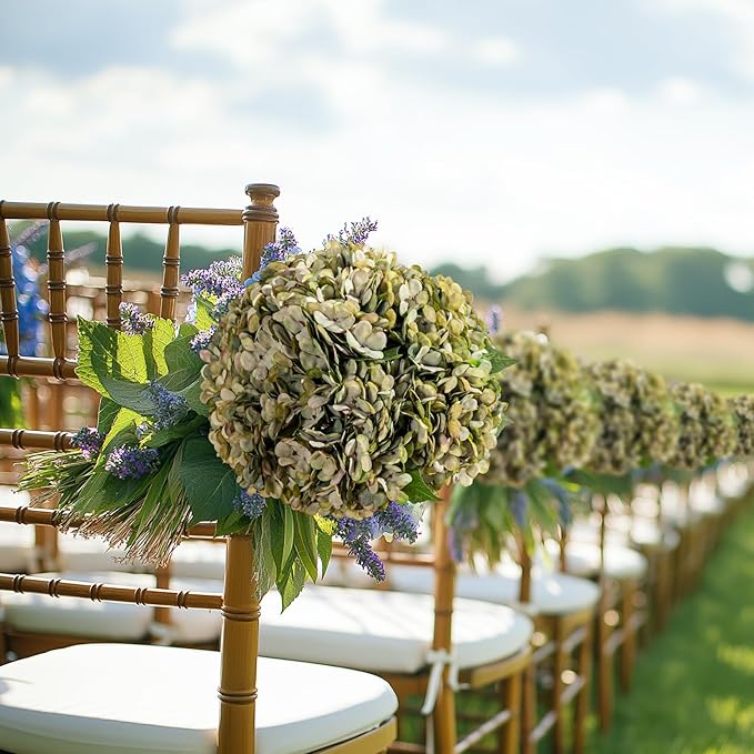 10PCS Fake Hydrangea Artificial Flowers Hydrangea Bouquet for Home Wedding Bridal Bouquet Office Party Table Centerpiece DIY Floral Decor (Autumn Green)