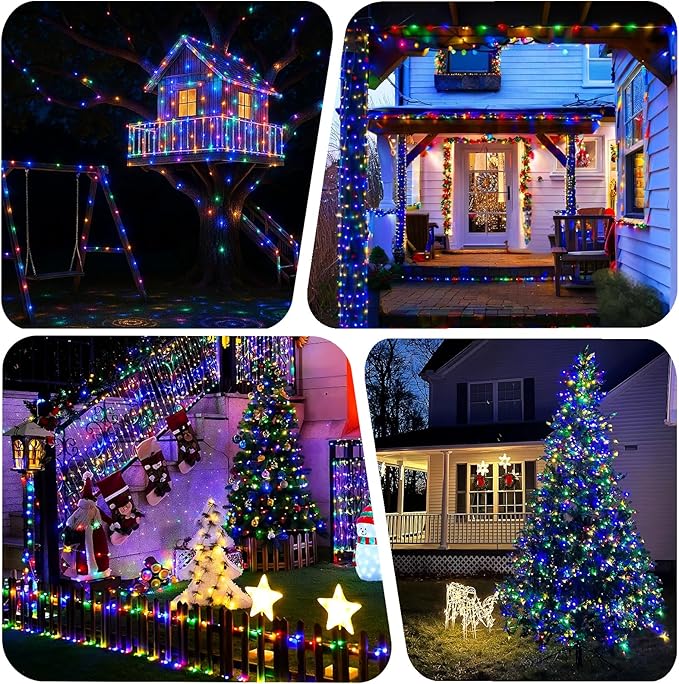 Decute 500LED 164FT Fairy String Lights Christmas Lights Green Copper Wire with Remote, Firefly Starry Light for DIY Christmas Tree Costume Wedding Party Table Centerpiece Decor Multicolor