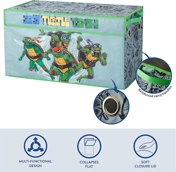 Idea Nuova Teenage Mutant Ninja Turtles Collapsible Storage Trunk, Durable with Soft Lid, 28.5"x14.5"x16"