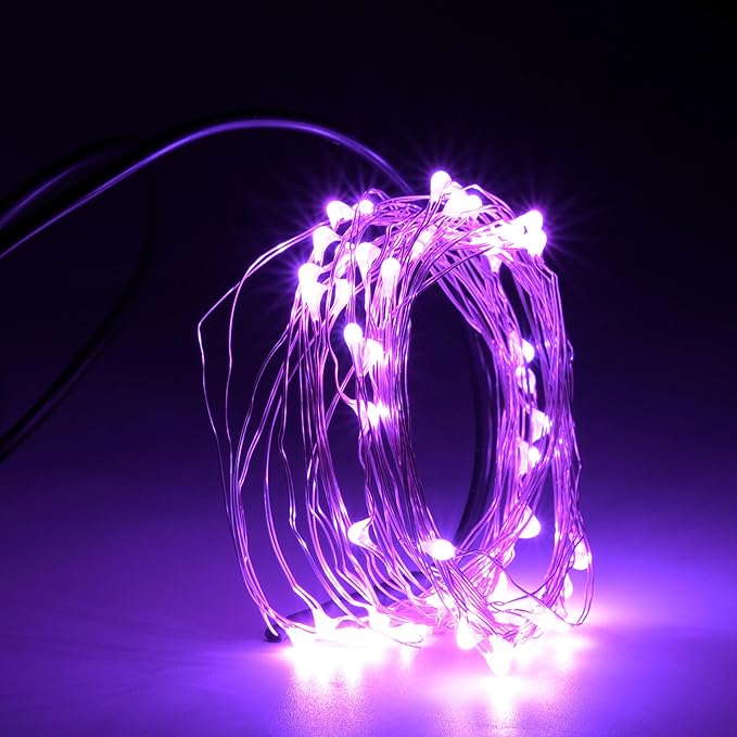 Karlling USB Plug in Fairy Lights, 50 LED 16Ft Starry String Lights, USB Powered Romantic Lights for Valentine's Day, Bedroom, Wedding, Party(Pink)