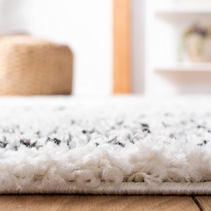 SAFAVIEH Arizona Shag Collection Area Rug - 2'3" x 22' Runner, Ivory & Black, Non-Shedding & Easy Cleaning, Plush Thick Pile, Ideal for Living Room, Bedroom, Dining Space (ASG741Z)