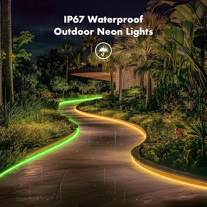 Neon Rope Lights, JIAMEI 19.6FT RGB LED Strip Lights, App Control, IR Remote, Music Syncing, Outdoor IP67 Waterproof, Flexible Strip Cuttable for BedHead,Underbed,Ceiling,Background Wall